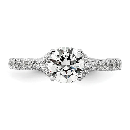 14K Weißgold Verlobungsring mit 0,33 ct. laborgezüchtetem Diamant VS/SI+ G+ und 1 ct. rundem Diamant in der Mitte