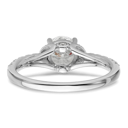 14K Weißgold Verlobungsring mit 0,33 ct. laborgezüchtetem Diamant VS/SI+ G+ und 1 ct. rundem Diamant in der Mitte