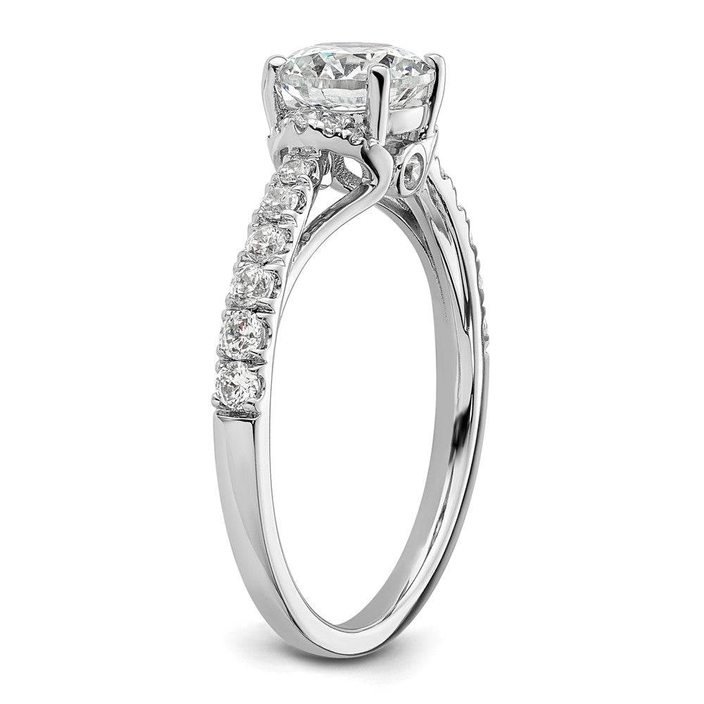 14K Weißgold Verlobungsring mit 0,33 ct. laborgezüchtetem Diamant VS/SI+ G+ und 1 ct. rundem Diamant in der Mitte