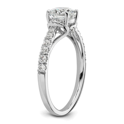 14K Weißgold Verlobungsring mit 0,33 ct. laborgezüchtetem Diamant VS/SI+ G+ und 1 ct. rundem Diamant in der Mitte
