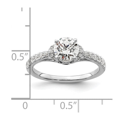 14K Weißgold Verlobungsring mit 0,33 ct. laborgezüchtetem Diamant VS/SI+ G+ und 1 ct. rundem Diamant in der Mitte