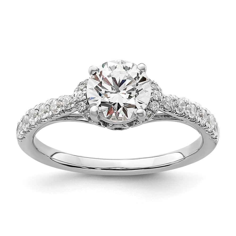 14K Weißgold Verlobungsring mit 0,33 ct. laborgezüchtetem Diamant VS/SI+ G+ und 1 ct. rundem Diamant in der Mitte
