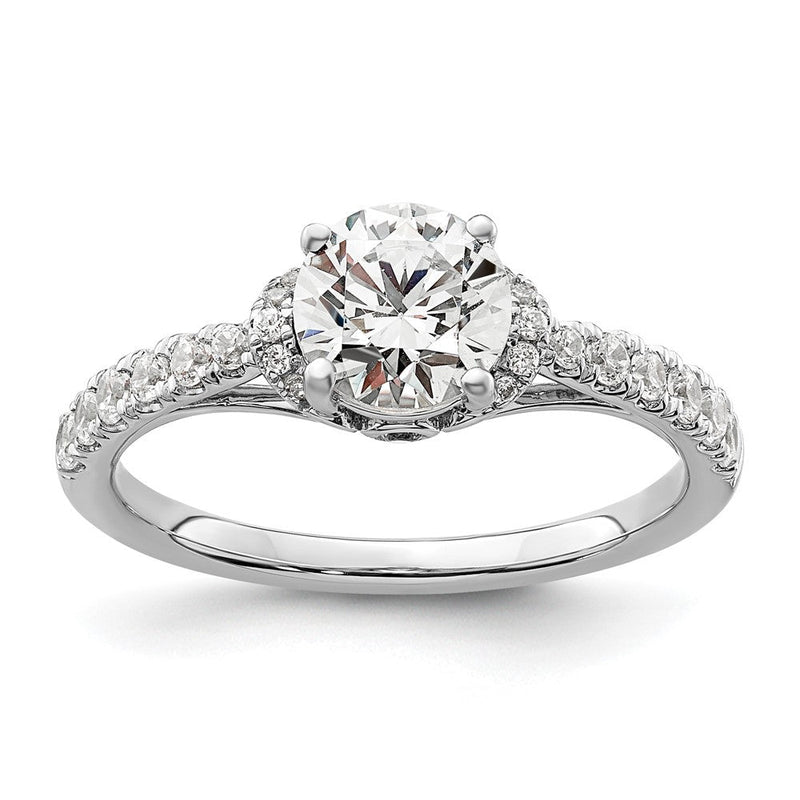 14K Weißgold Verlobungsring mit 0,33 ct. laborgezüchtetem Diamant VS/SI+ G+ und 1 ct. rundem Diamant in der Mitte