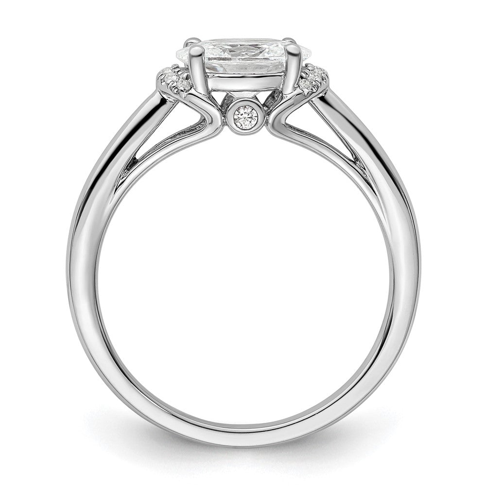 14K Weißgold Verlobungsring mit 0,05 ct. im Labor gezüchtetem Diamant VS/SI+ G+, 1 ct. Mittelstein Oval Ost-West-Fassung
