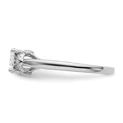 14K Weißgold Verlobungsring mit 0,05 ct. im Labor gezüchtetem Diamant VS/SI+ G+, 1 ct. Mittelstein Oval Ost-West-Fassung