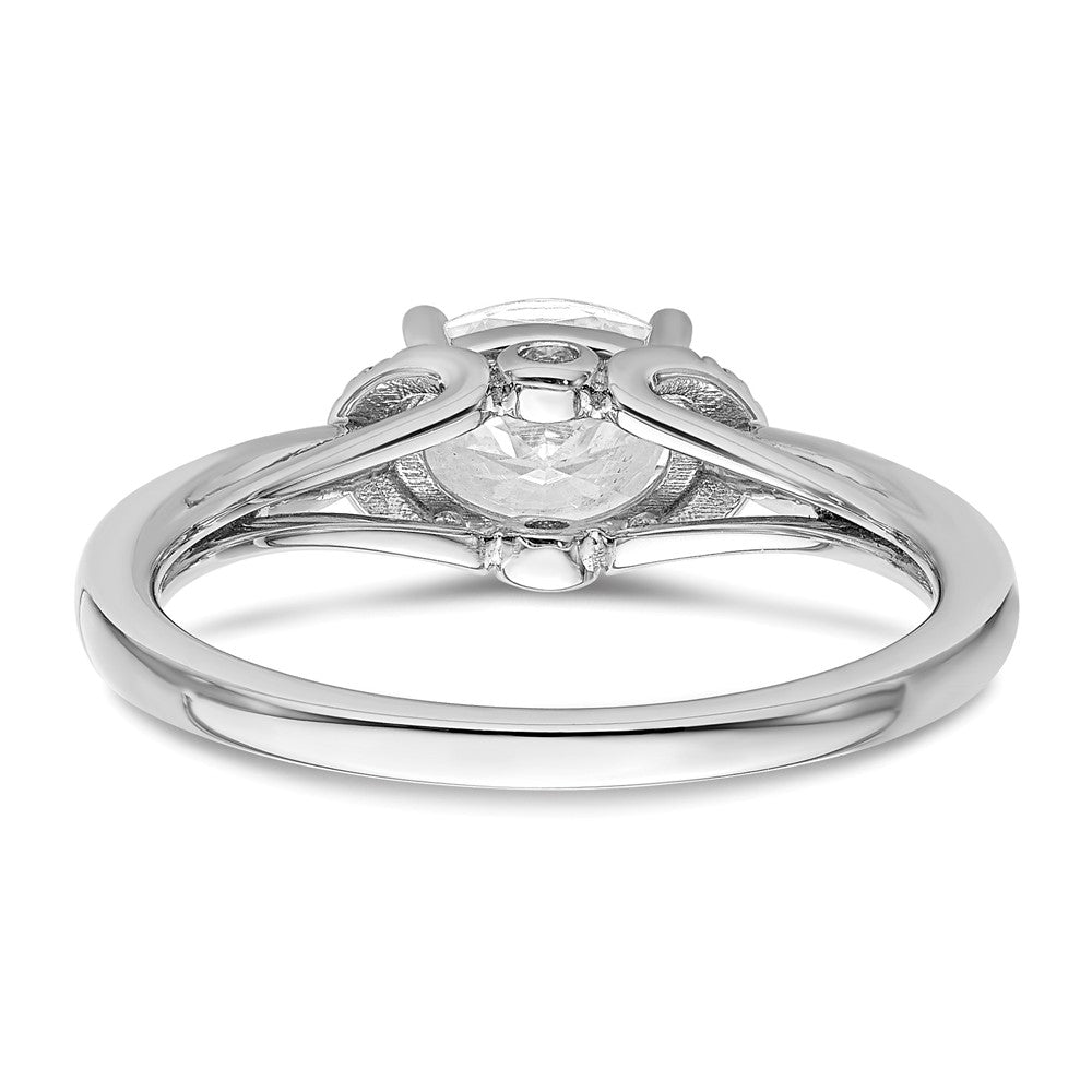 14K Weißgold Verlobungsring mit 0,05 ct. im Labor gezüchtetem Diamant VS/SI+ G+, 1 ct. Mittelstein Oval Ost-West-Fassung