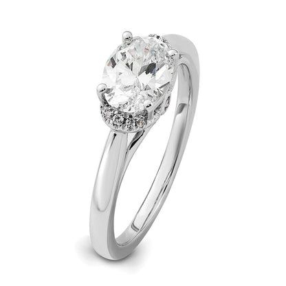 14K Weißgold Verlobungsring mit 0,05 ct. im Labor gezüchtetem Diamant VS/SI+ G+, 1 ct. Mittelstein Oval Ost-West-Fassung