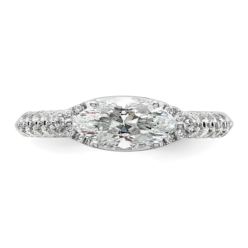 14K Weißgold Verlobungsring mit 0,33 ct. im Labor gezüchteten Diamanten, VS/SI+ G+, 1 ct. Mittelstein, Ost-West-Marquise