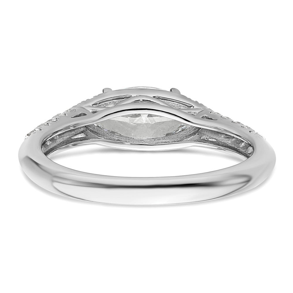 14K Weißgold Verlobungsring mit 0,33 ct. im Labor gezüchteten Diamanten, VS/SI+ G+, 1 ct. Mittelstein, Ost-West-Marquise