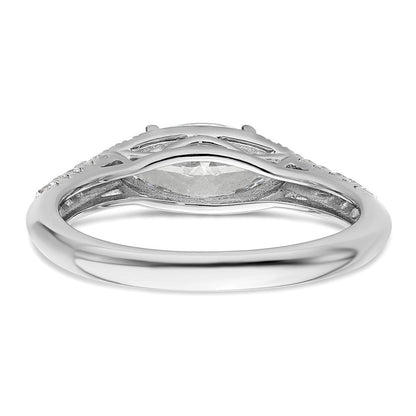 14K Weißgold Verlobungsring mit 0,33 ct. im Labor gezüchteten Diamanten, VS/SI+ G+, 1 ct. Mittelstein, Ost-West-Marquise