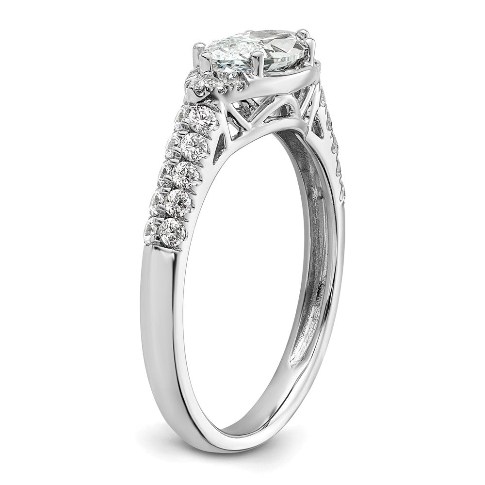 14K Weißgold Verlobungsring mit 0,33 ct. im Labor gezüchteten Diamanten, VS/SI+ G+, 1 ct. Mittelstein, Ost-West-Marquise
