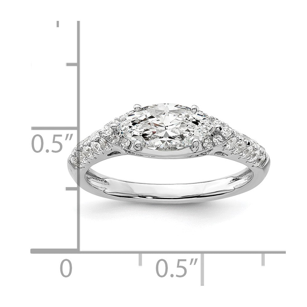 14K Weißgold Verlobungsring mit 0,33 ct. im Labor gezüchteten Diamanten, VS/SI+ G+, 1 ct. Mittelstein, Ost-West-Marquise