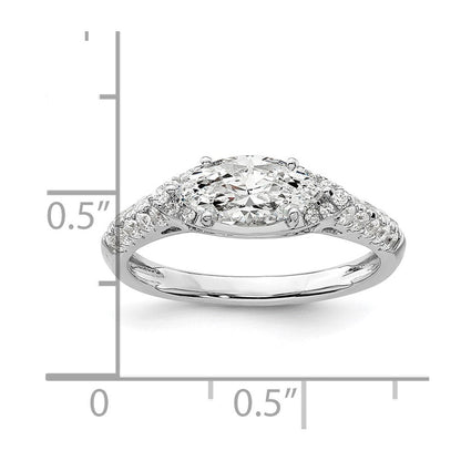 14K Weißgold Verlobungsring mit 0,33 ct. im Labor gezüchteten Diamanten, VS/SI+ G+, 1 ct. Mittelstein, Ost-West-Marquise
