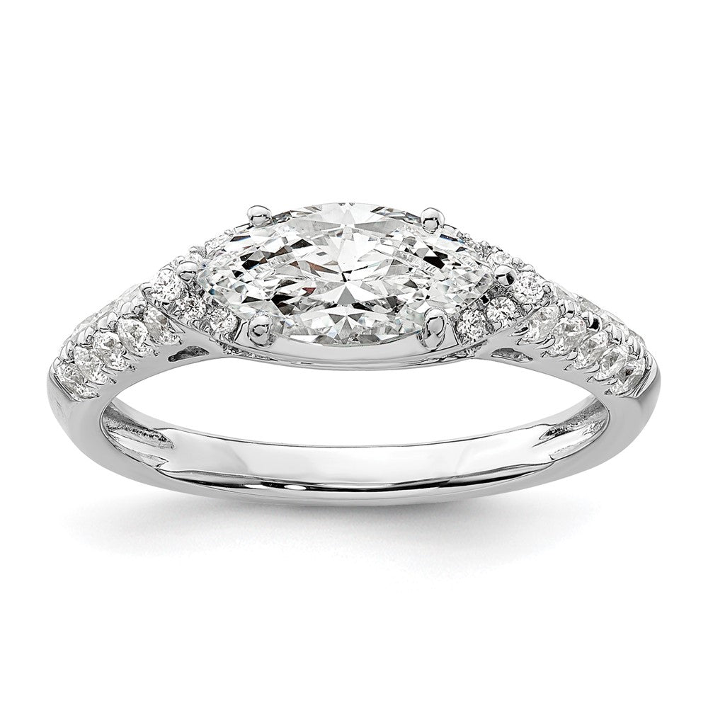 14K Weißgold Verlobungsring mit 0,33 ct. im Labor gezüchteten Diamanten, VS/SI+ G+, 1 ct. Mittelstein, Ost-West-Marquise