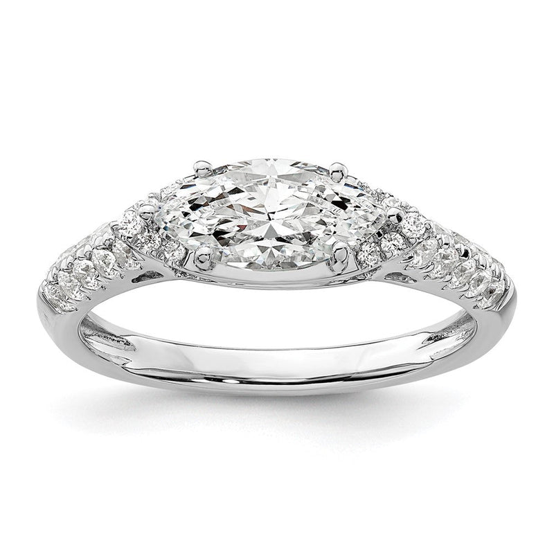 14K Weißgold Verlobungsring mit 0,33 ct. im Labor gezüchteten Diamanten, VS/SI+ G+, 1 ct. Mittelstein, Ost-West-Marquise