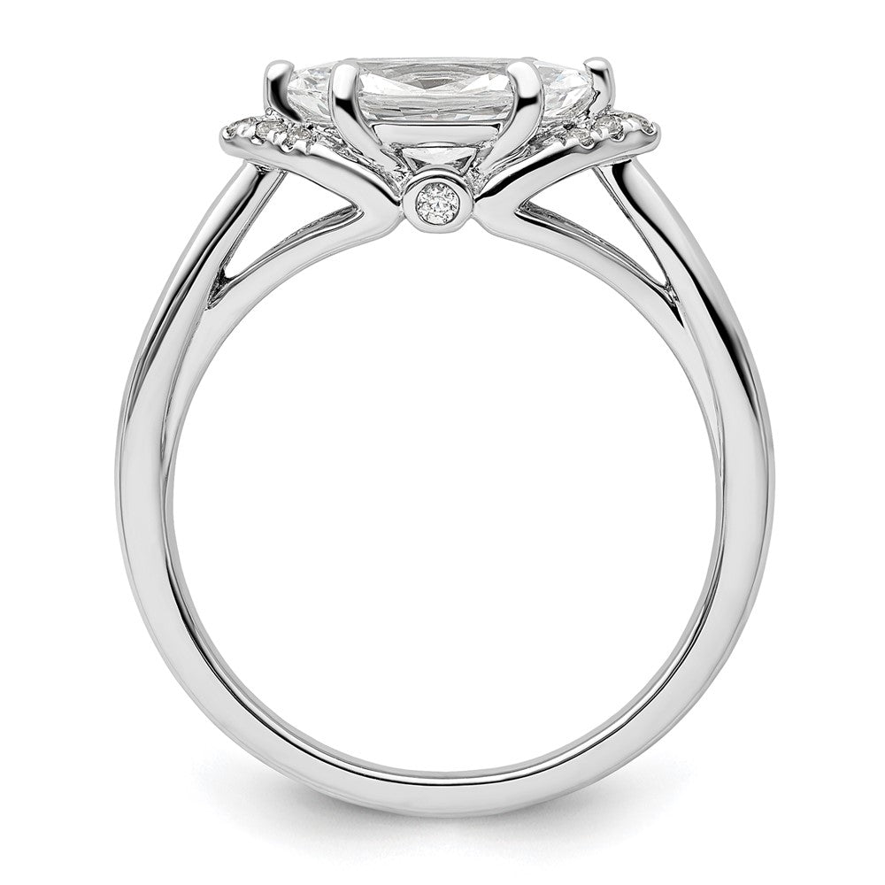 14K Weißgold 0,05 ct. Labordiamant VS/SI+ G+ 1 ct. Mittelstein East-West-Marquise Semi-Mount Verlobungsring