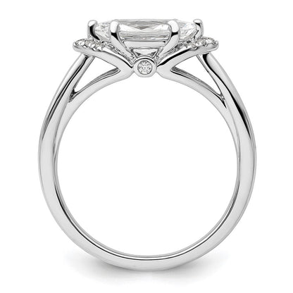 14K Weißgold 0,05 ct. Labordiamant VS/SI+ G+ 1 ct. Mittelstein East-West-Marquise Semi-Mount Verlobungsring