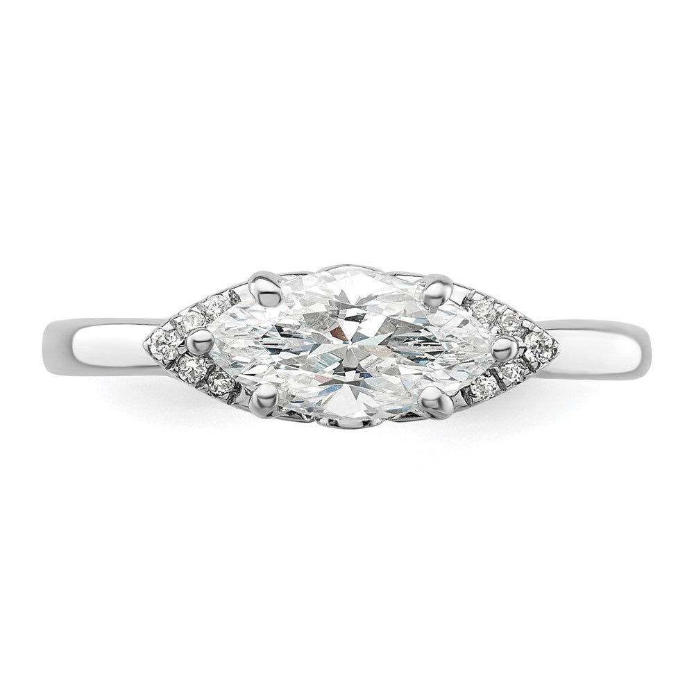 14K Weißgold 0,05 ct. Labordiamant VS/SI+ G+ 1 ct. Mittelstein East-West-Marquise Semi-Mount Verlobungsring