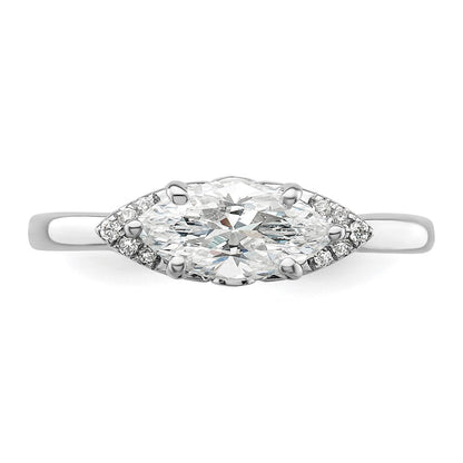 14K Weißgold 0,05 ct. Labordiamant VS/SI+ G+ 1 ct. Mittelstein East-West-Marquise Semi-Mount Verlobungsring