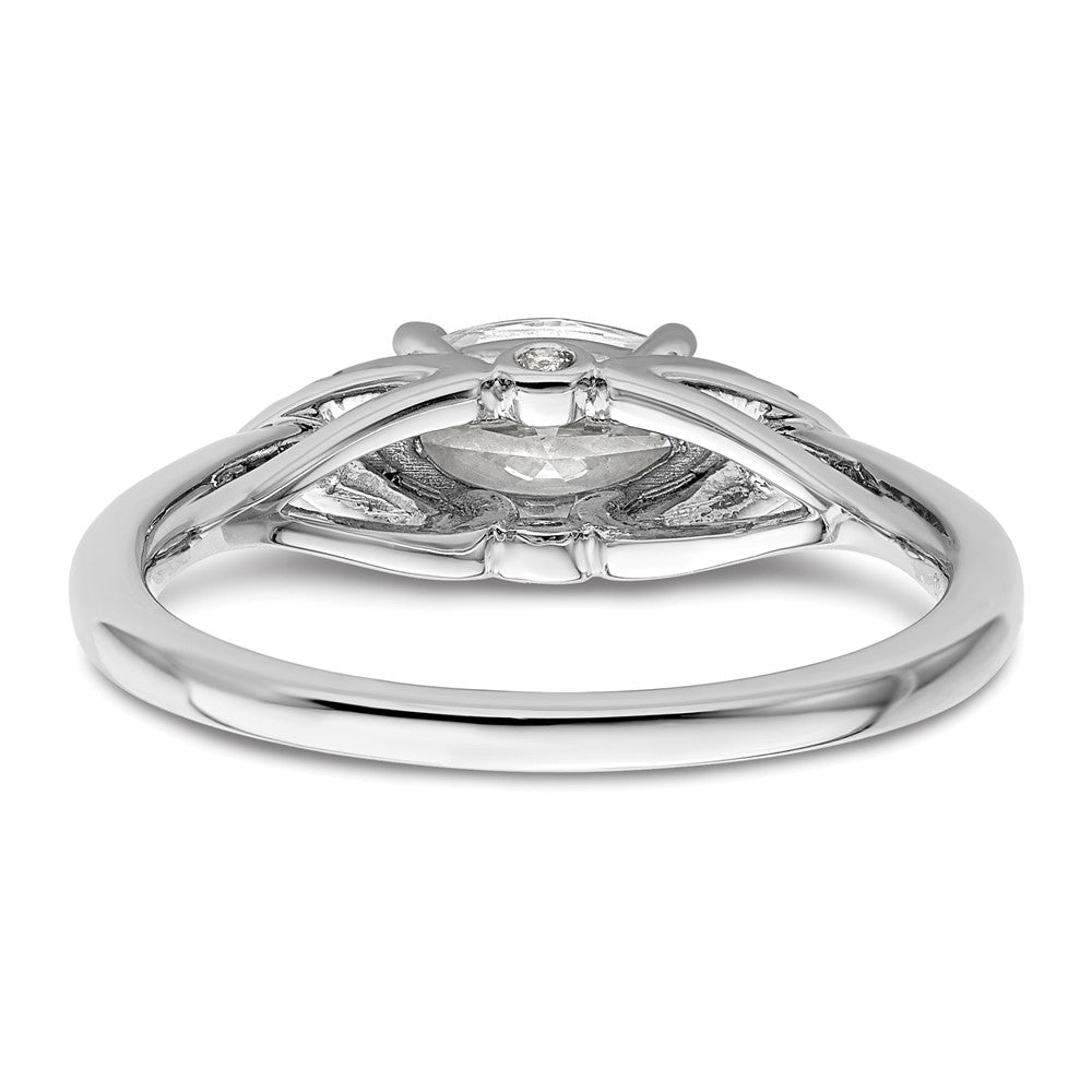 14K Weißgold 0,05 ct. Labordiamant VS/SI+ G+ 1 ct. Mittelstein East-West-Marquise Semi-Mount Verlobungsring