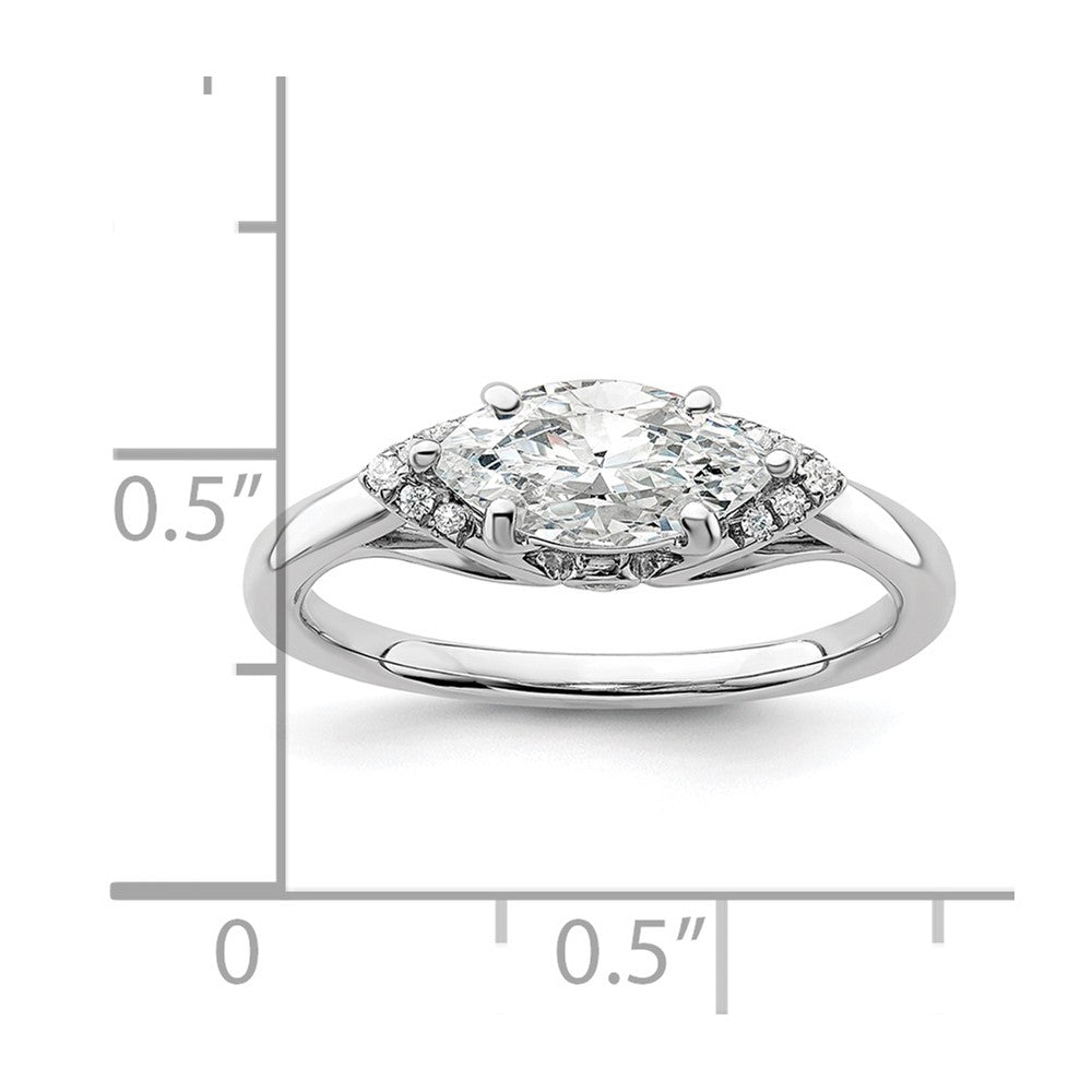 14K Weißgold 0,05 ct. Labordiamant VS/SI+ G+ 1 ct. Mittelstein East-West-Marquise Semi-Mount Verlobungsring