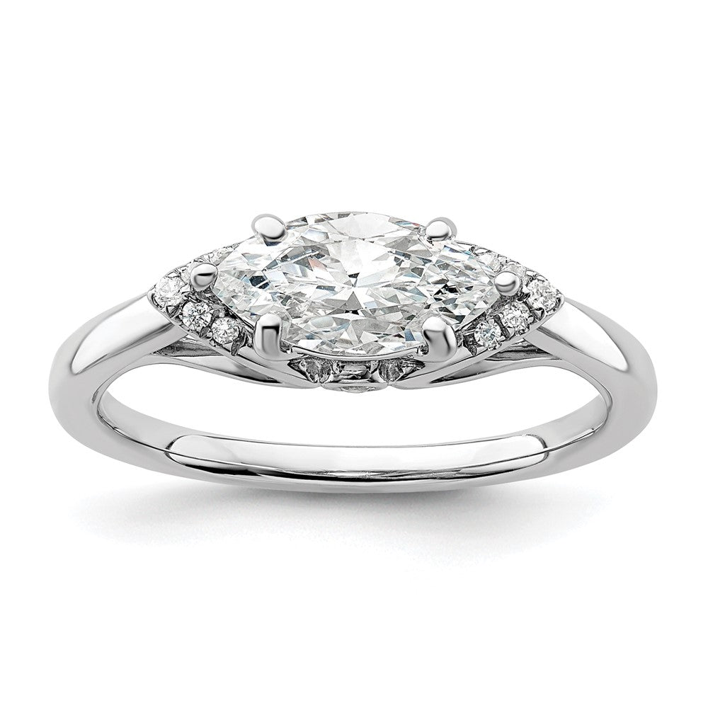 14K Weißgold 0,05 ct. Labordiamant VS/SI+ G+ 1 ct. Mittelstein East-West-Marquise Semi-Mount Verlobungsring