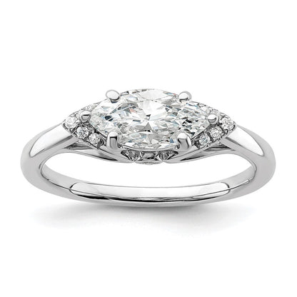14K Weißgold 0,05 ct. Labordiamant VS/SI+ G+ 1 ct. Mittelstein East-West-Marquise Semi-Mount Verlobungsring