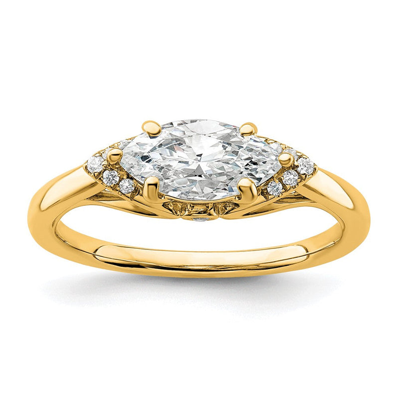 14K Gelbgold 1/20 Karat Im Labor Gezüchtet Diamant Vs/si+ G+ 1 Karat Mittig Ost-west Marquise Halbfassung Verlobungsring