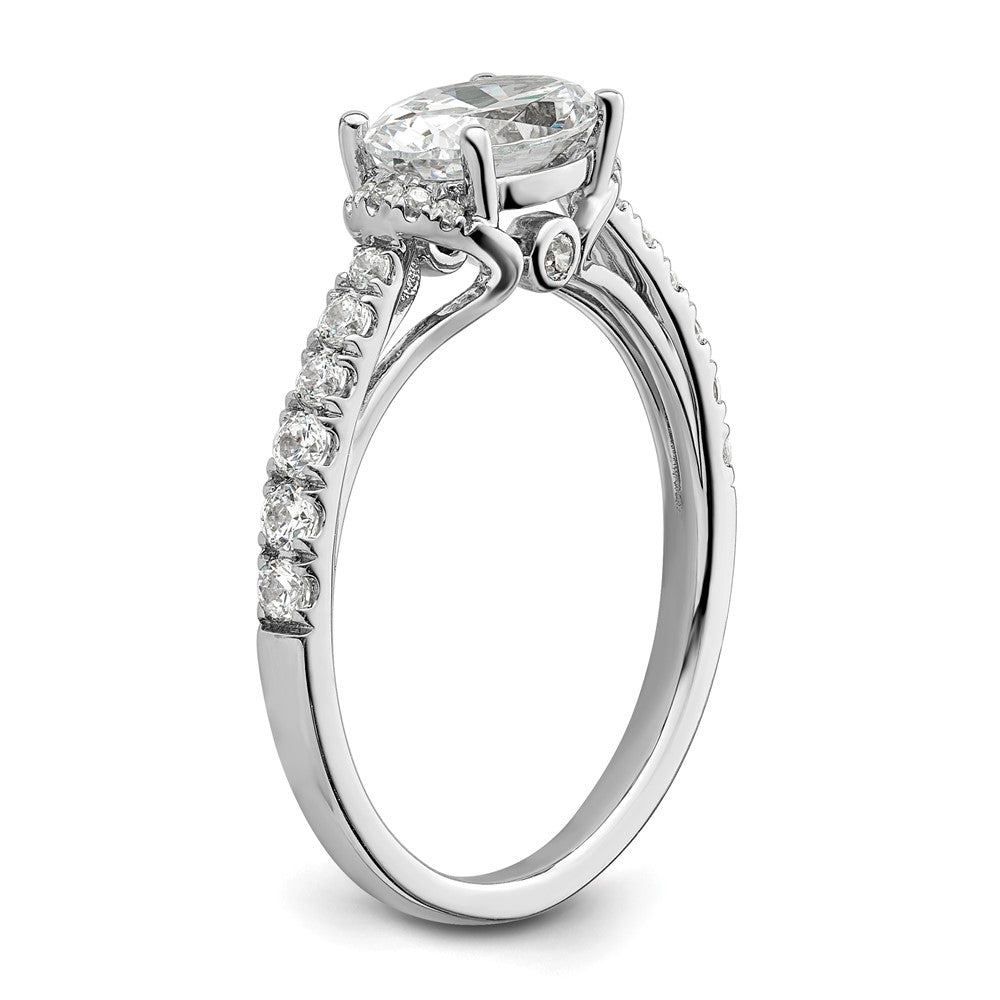 14K Weißgold Verlobungsring mit 0,33 ct. Labordiamant VS/SI+ G+, 1 ct. Ost-West-Oval-Mittelstein