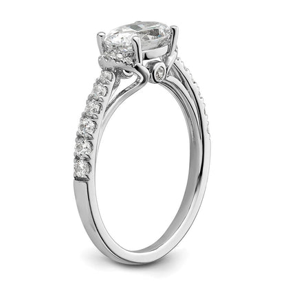 14K Weißgold Verlobungsring mit 0,33 ct. Labordiamant VS/SI+ G+, 1 ct. Ost-West-Oval-Mittelstein