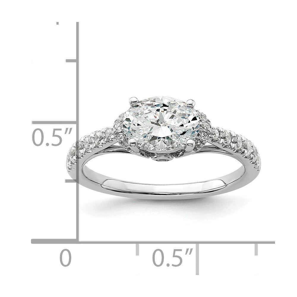 14K Weißgold Verlobungsring mit 0,33 ct. Labordiamant VS/SI+ G+, 1 ct. Ost-West-Oval-Mittelstein