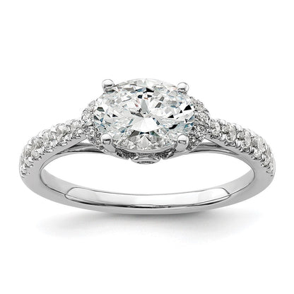 14K Weißgold Verlobungsring mit 0,33 ct. Labordiamant VS/SI+ G+, 1 ct. Ost-West-Oval-Mittelstein