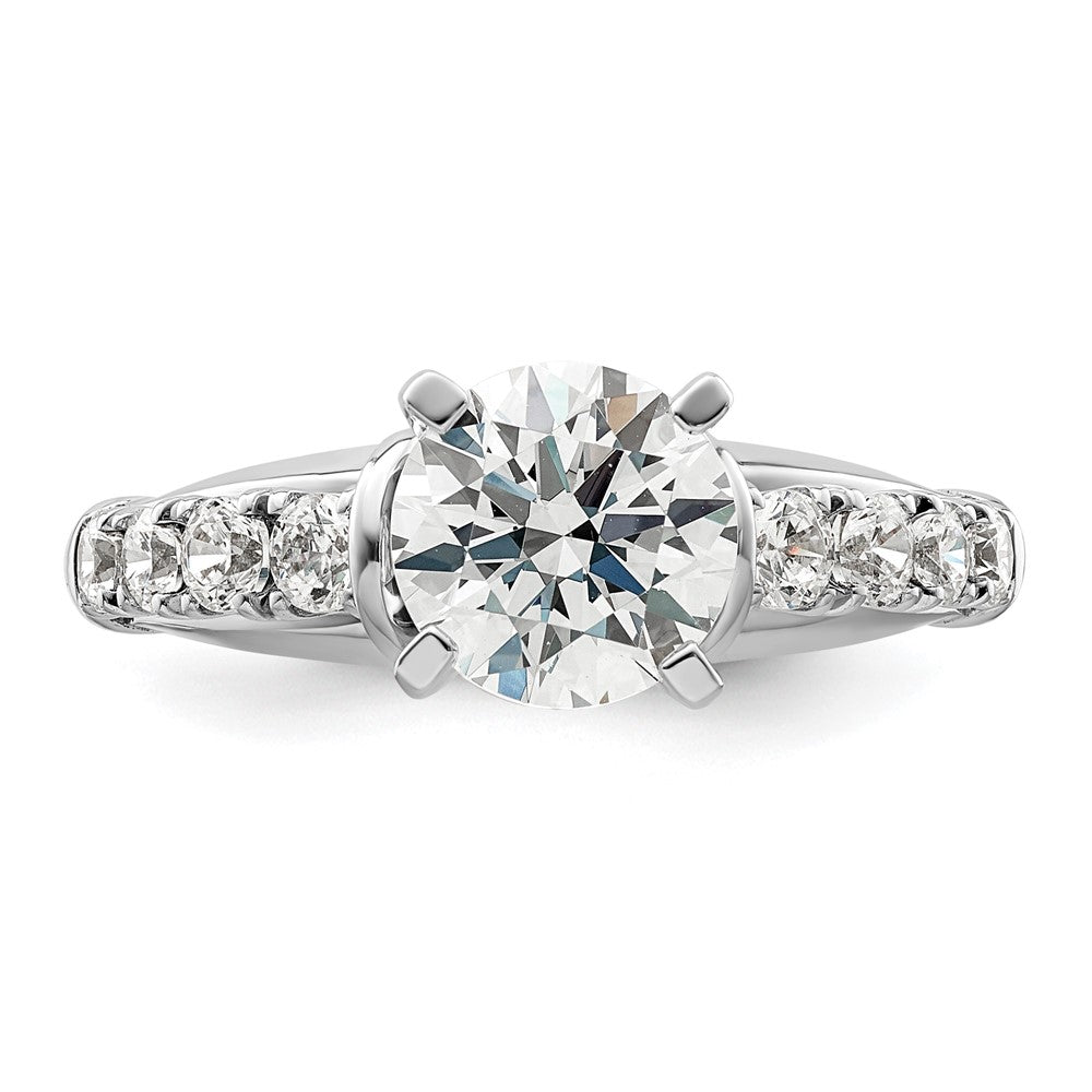 14K Weißgold Verlobungsring mit 1,5 ct. rundem Center-Laborgezüchtetem Diamanten VS/SI+ G+ und 0,5 ct. in gemeinsamer Krappenfassung