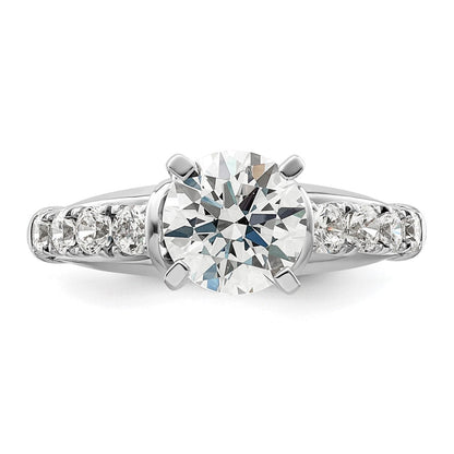 14K Weißgold Verlobungsring mit 1,5 ct. rundem Center-Laborgezüchtetem Diamanten VS/SI+ G+ und 0,5 ct. in gemeinsamer Krappenfassung