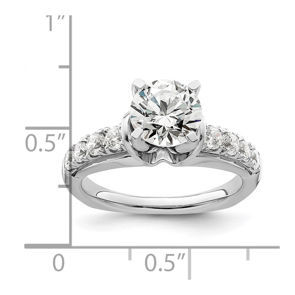 14K Weißgold Verlobungsring mit 1,5 ct. rundem Center-Laborgezüchtetem Diamanten VS/SI+ G+ und 0,5 ct. in gemeinsamer Krappenfassung