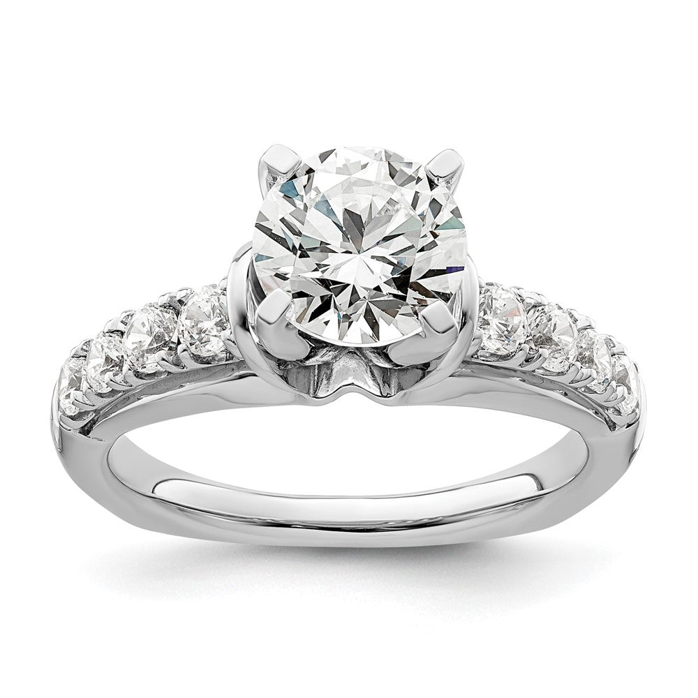 14K Weißgold Verlobungsring mit 1,5 ct. rundem Center-Laborgezüchtetem Diamanten VS/SI+ G+ und 0,5 ct. in gemeinsamer Krappenfassung