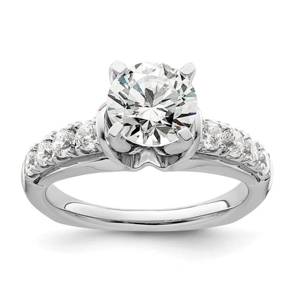 14K Weißgold Verlobungsring mit 1,5 ct. rundem Center-Laborgezüchtetem Diamanten VS/SI+ G+ und 0,5 ct. in gemeinsamer Krappenfassung