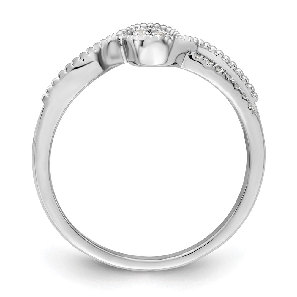 14K Weißgold Erster Versprechen-Ring mit kleinem Cluster aus im Labor gezüchteten VS/SI+ G+ Diamanten