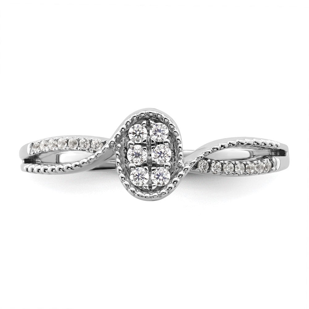 14K Weißgold Erster Versprechen-Ring mit kleinem Cluster aus im Labor gezüchteten VS/SI+ G+ Diamanten