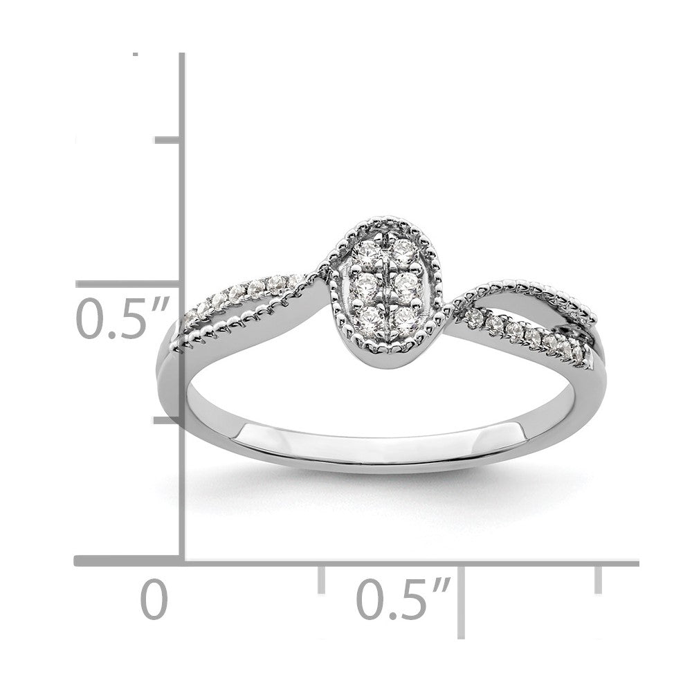 14K Weißgold Erster Versprechen-Ring mit kleinem Cluster aus im Labor gezüchteten VS/SI+ G+ Diamanten