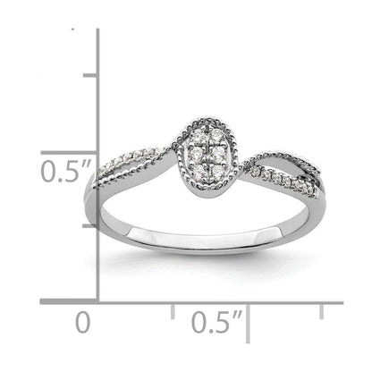 14K Weißgold Erster Versprechen-Ring mit kleinem Cluster aus im Labor gezüchteten VS/SI+ G+ Diamanten