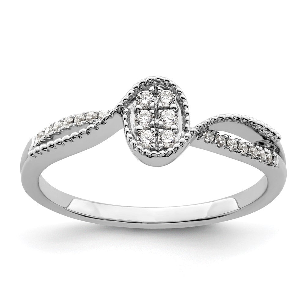 14K Weißgold Erster Versprechen-Ring mit kleinem Cluster aus im Labor gezüchteten VS/SI+ G+ Diamanten