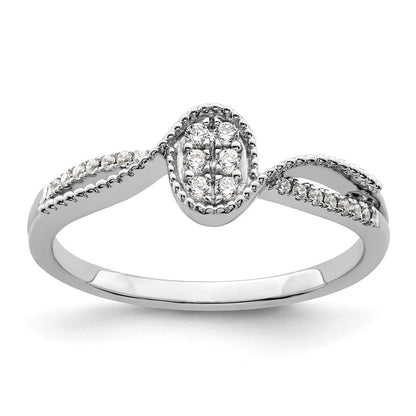 14K Weißgold Erster Versprechen-Ring mit kleinem Cluster aus im Labor gezüchteten VS/SI+ G+ Diamanten