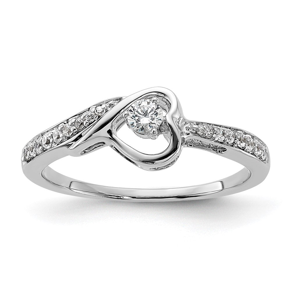 First Promise 14K Weißgold 0,2 ct. Laborgezüchteter Diamant VS/SI+ G+ Komplett Petite Verlobungsring