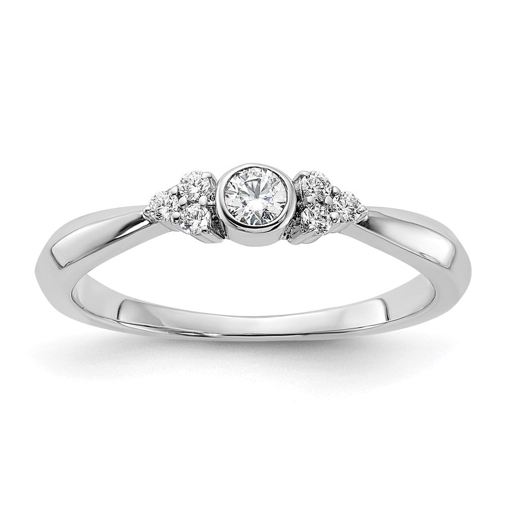 14K Weißgold Verlobungsring „First Promise“ mit rundem Diamanten in Zargenfassung, im Labor gezüchtet, VS/SI+ G+