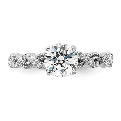 14K Weißgold Verlobungsring mit 0,2 ct. Labordiamant VS/SI+ G+, 1 ct. rundem Mittelstein