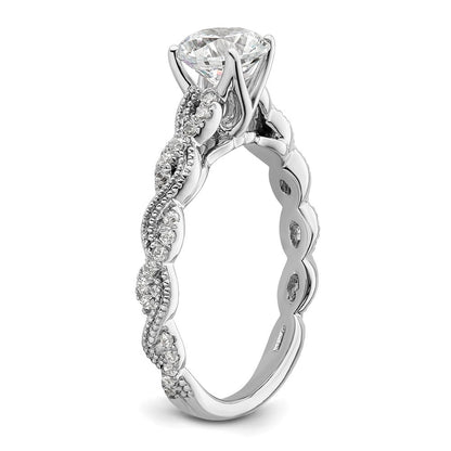 14K Weißgold Verlobungsring mit 0,2 ct. Labordiamant VS/SI+ G+, 1 ct. rundem Mittelstein