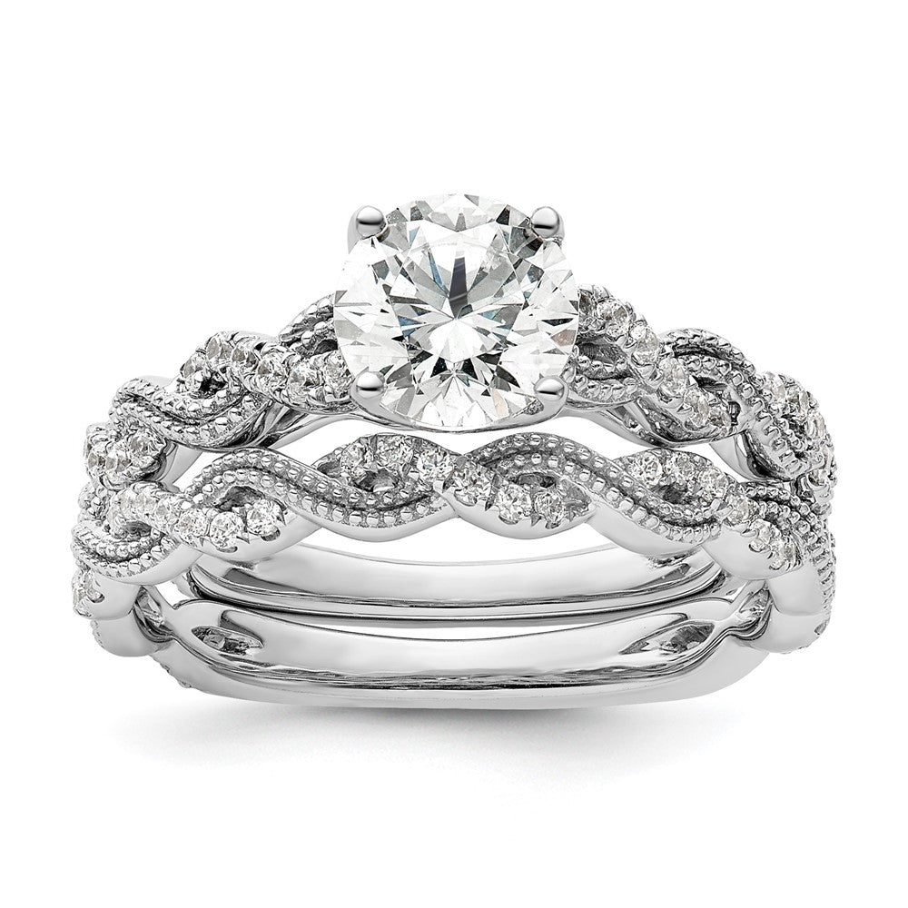 14K Weißgold Verlobungsring mit 0,2 ct. Labordiamant VS/SI+ G+, 1 ct. rundem Mittelstein