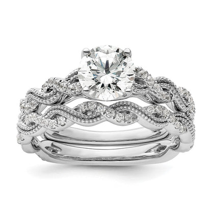 14K Weißgold Verlobungsring mit 0,2 ct. Labordiamant VS/SI+ G+, 1 ct. rundem Mittelstein