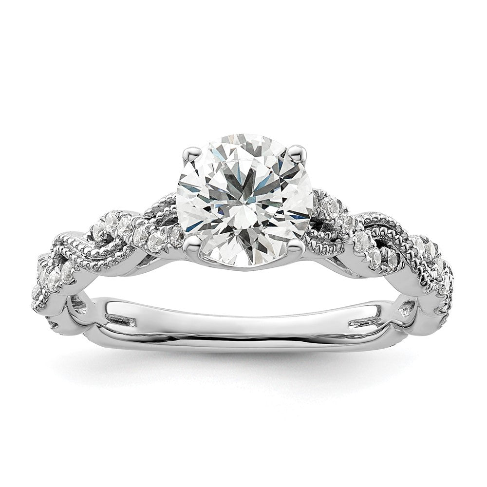 14K Weißgold Verlobungsring mit 0,2 ct. Labordiamant VS/SI+ G+, 1 ct. rundem Mittelstein